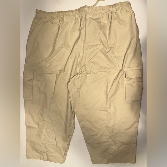 Blair Elastic Waist Pull On Women’s Cargo Crop Pants Plus Size 3XL Khaki Cotton - Picture 2 of 6